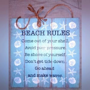 Teenager Gift Beach Rules Wall Decor NEW Seashore theme decor